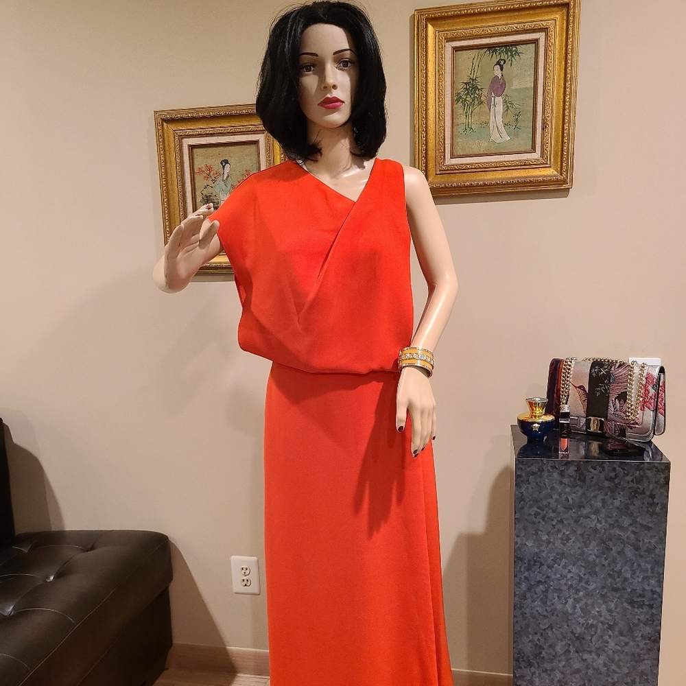 HALSTON CAMERON DRAPED CREPE GOWN SIZE 8 NWT